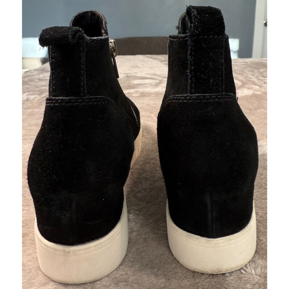 Steve Madden Wedgie Black Suede Hidden Wedge High Top Zip Sneakers Womens 10 - Picture 5 of 7